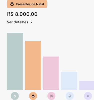 Tags do app Finanças+ do BTG Pactual
