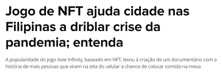 Jogo de nFT ajuda cidade nas Filipinas a driblar crise da pandemia