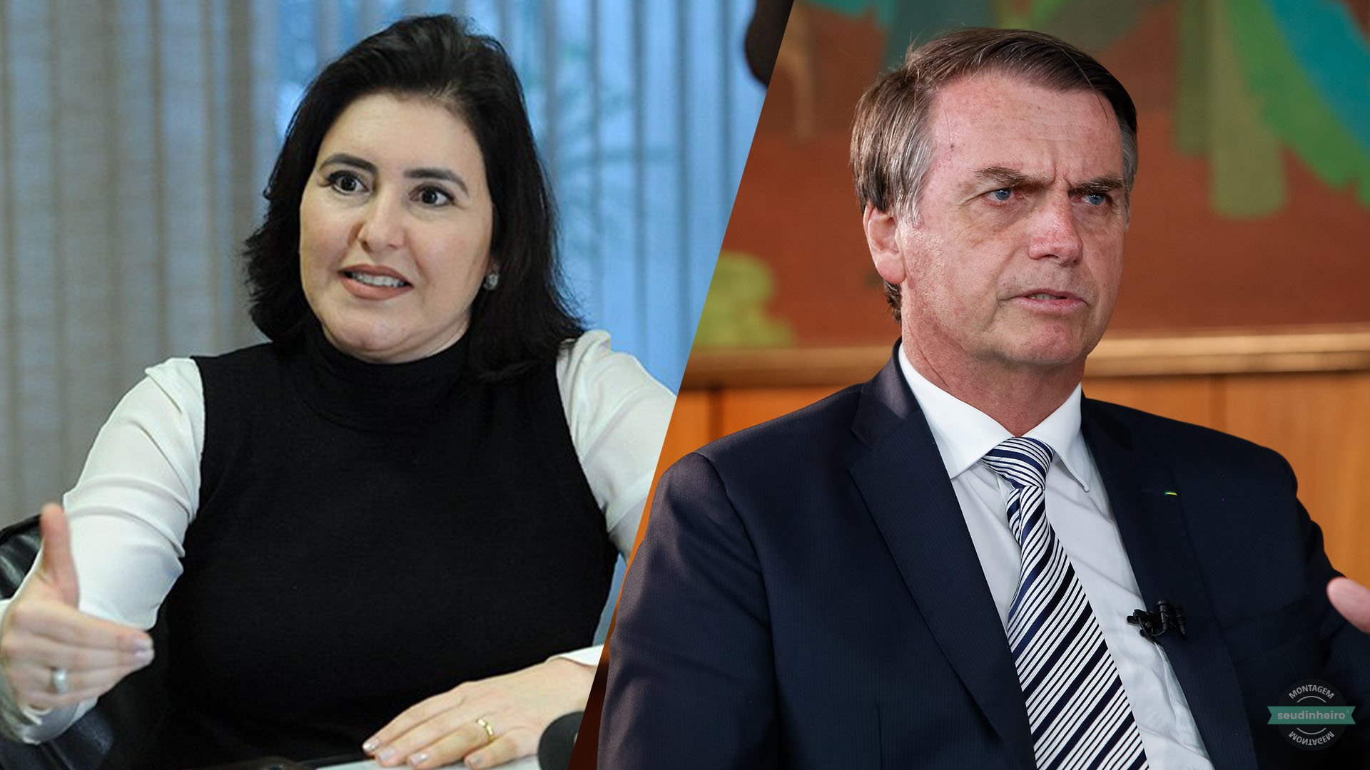 Simone Tebet e Bolsonaro lado a lado