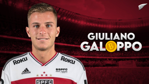 Giuliano Galoppo como reforço para o time do São Paulo; sua contratação foi feita com criptomoedas