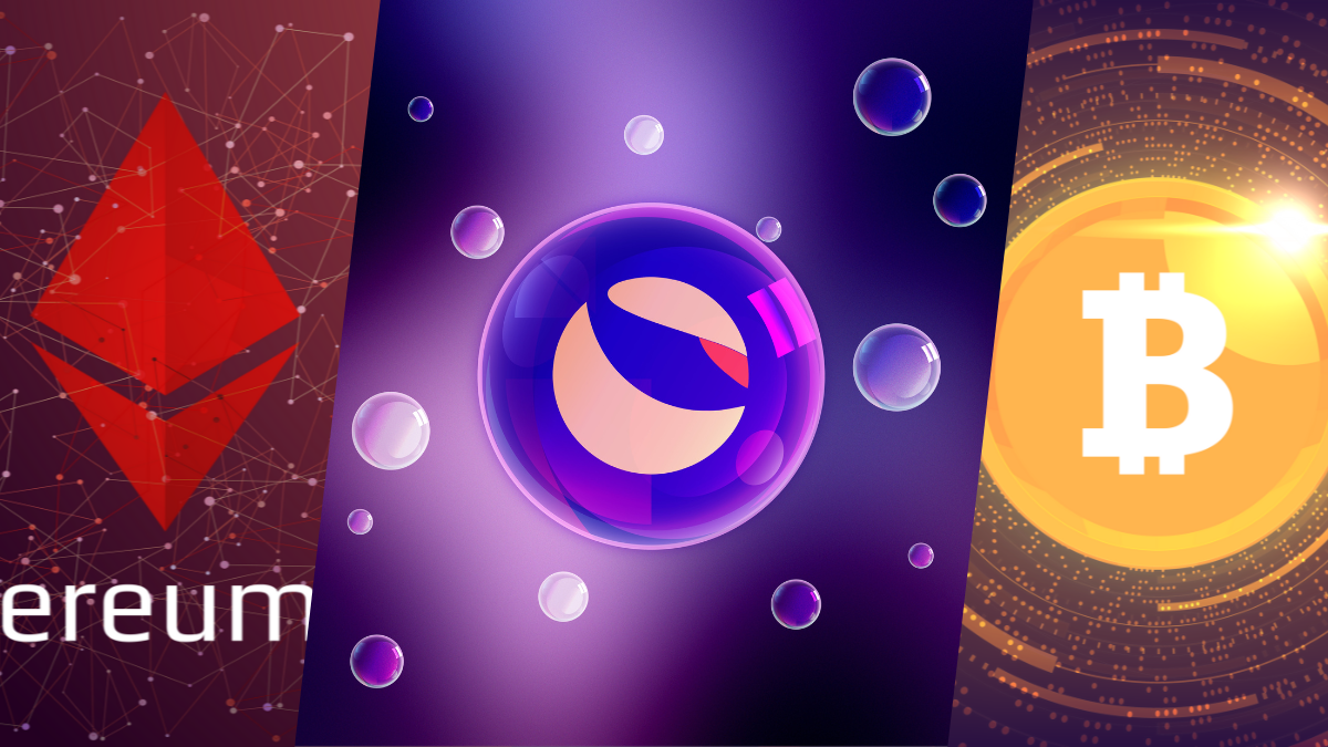 Ethereum (ETH) e Terra Classic (LUNC) são os destaques do dia no mercado de criptomoedas; bitcoin (BTC) fica na lanterna