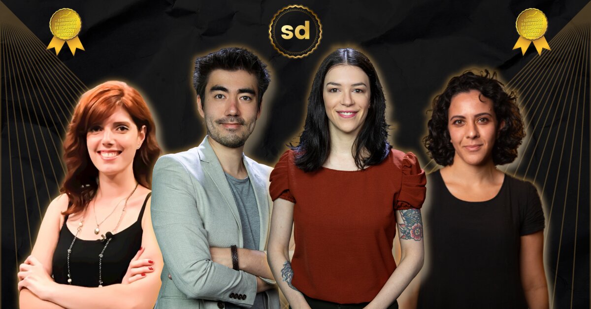 Flavia Alemi, Victor Aguiar, Julia Wiltgen e Jasmine Olga, jornalistas do Seu Dinheiro