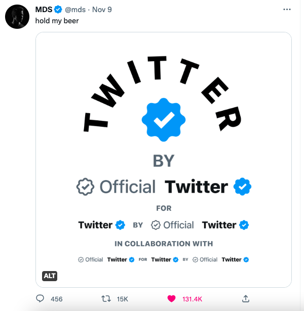 Usuário cria montagem ironizando a quantidade de selos de verificação no Twitter após mudança de Elon Musk