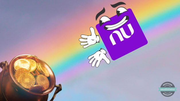 NuBank pote de ouro final arco-iris cartoon logo