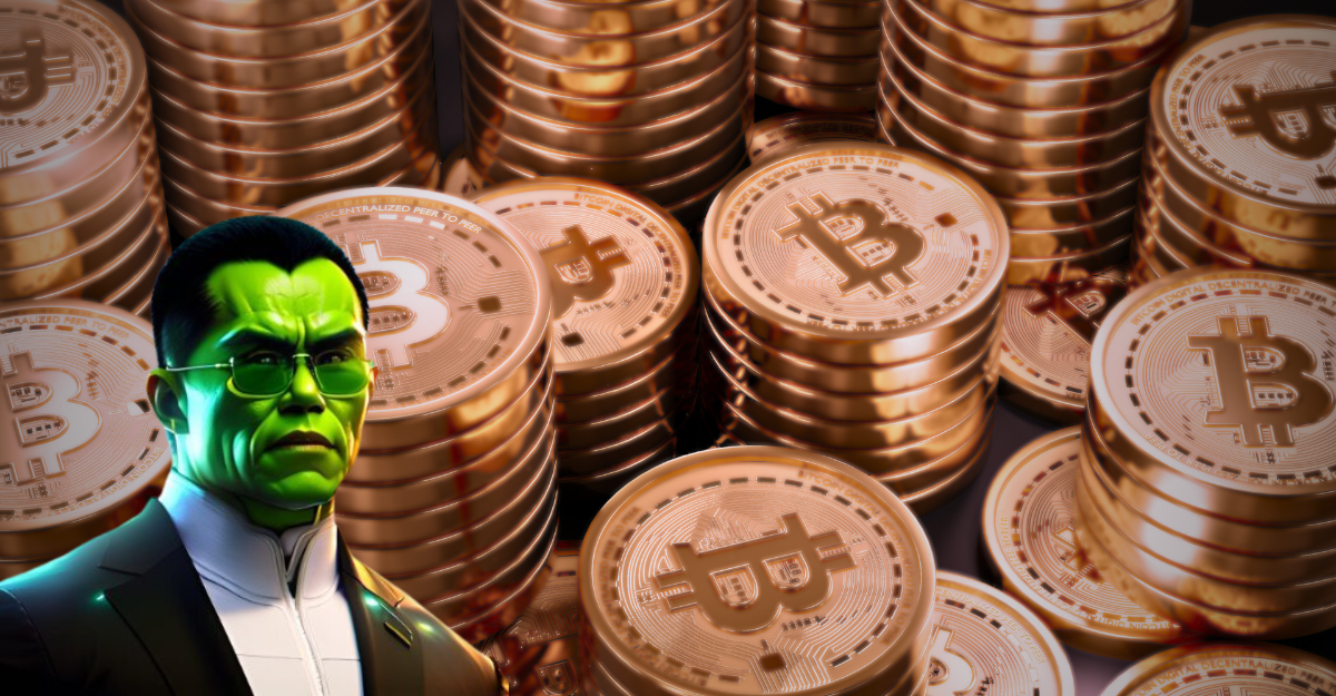 Foto do CEO da Binance com bitcoin (BTC) atrás
