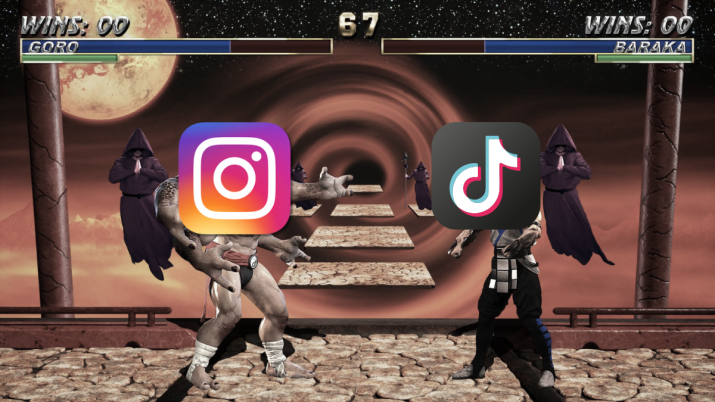 Batalha TikTok e Instagram, simulando Mortal Kombat