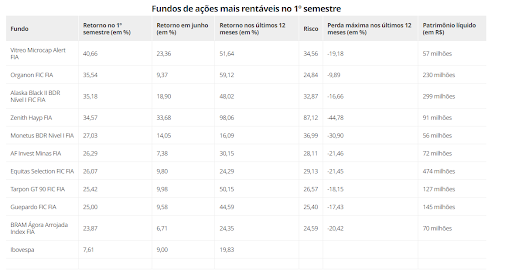 fundo de ações small caps mais rentável do semestre