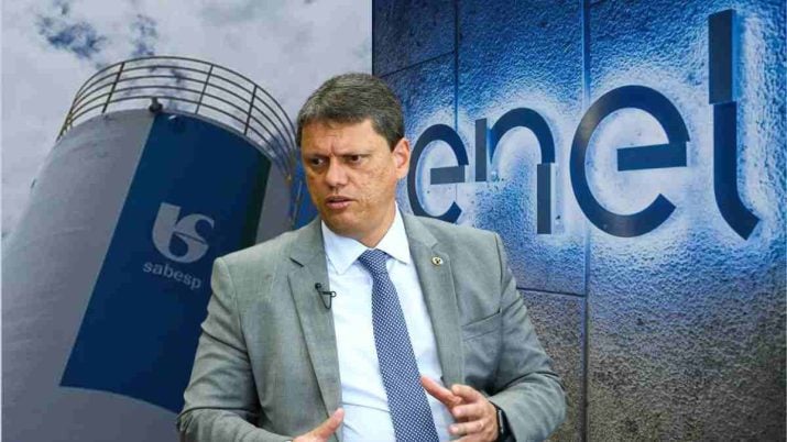 Tarcisio de Freitas, governador de São Paulo, quer aprovar privatização da Sabesp, mas caso Enel pesa
