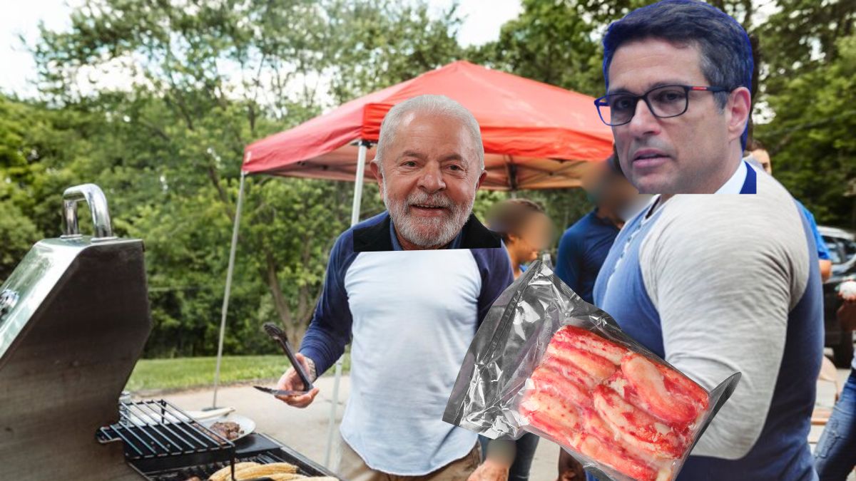 Montagem de Lula e Campos Neto em churrasco
