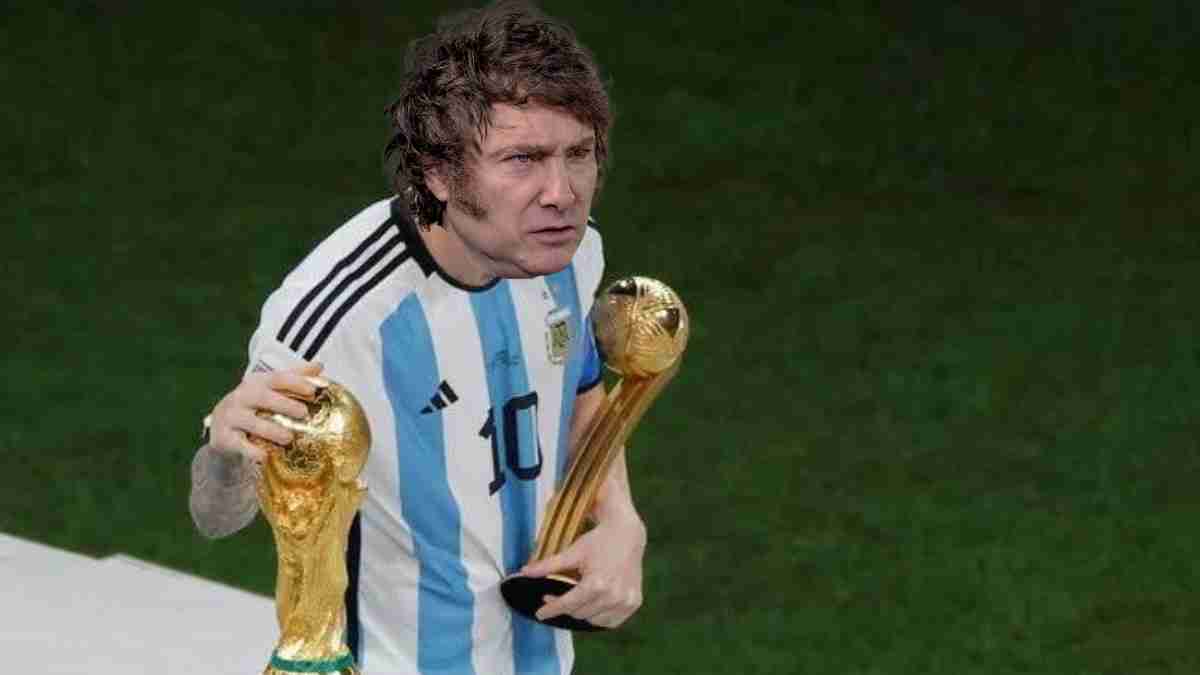 Javier Milei, presidente da Argentina, e Lionel Messi, artilheiro da seleção do país