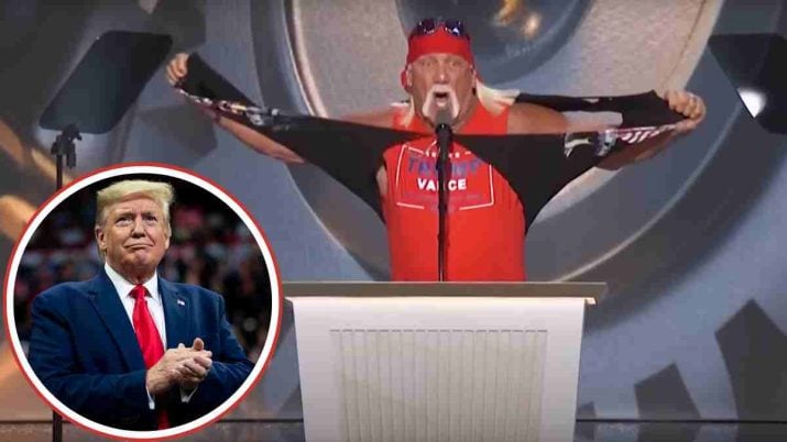 Hulk Hogan rasga a camisa em comício pró Donald Trump para presidência dos Estados Unidos