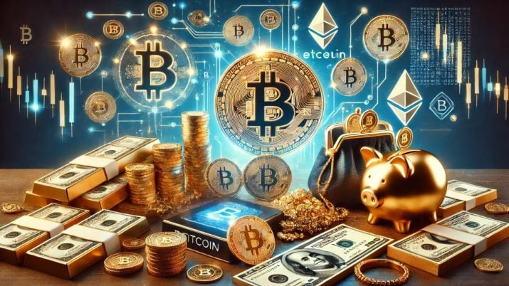 Riqueza com bitcoin (BTC) e criptomoedas