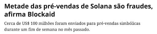 Matéria sobre Solana Fonte: Coindesk