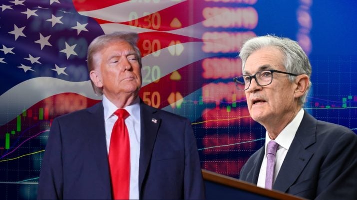 O presidente do Federal Reserve (Fed), Jerome Powell, ao lado do presidente dos Estados Unidos, Donald Trump.