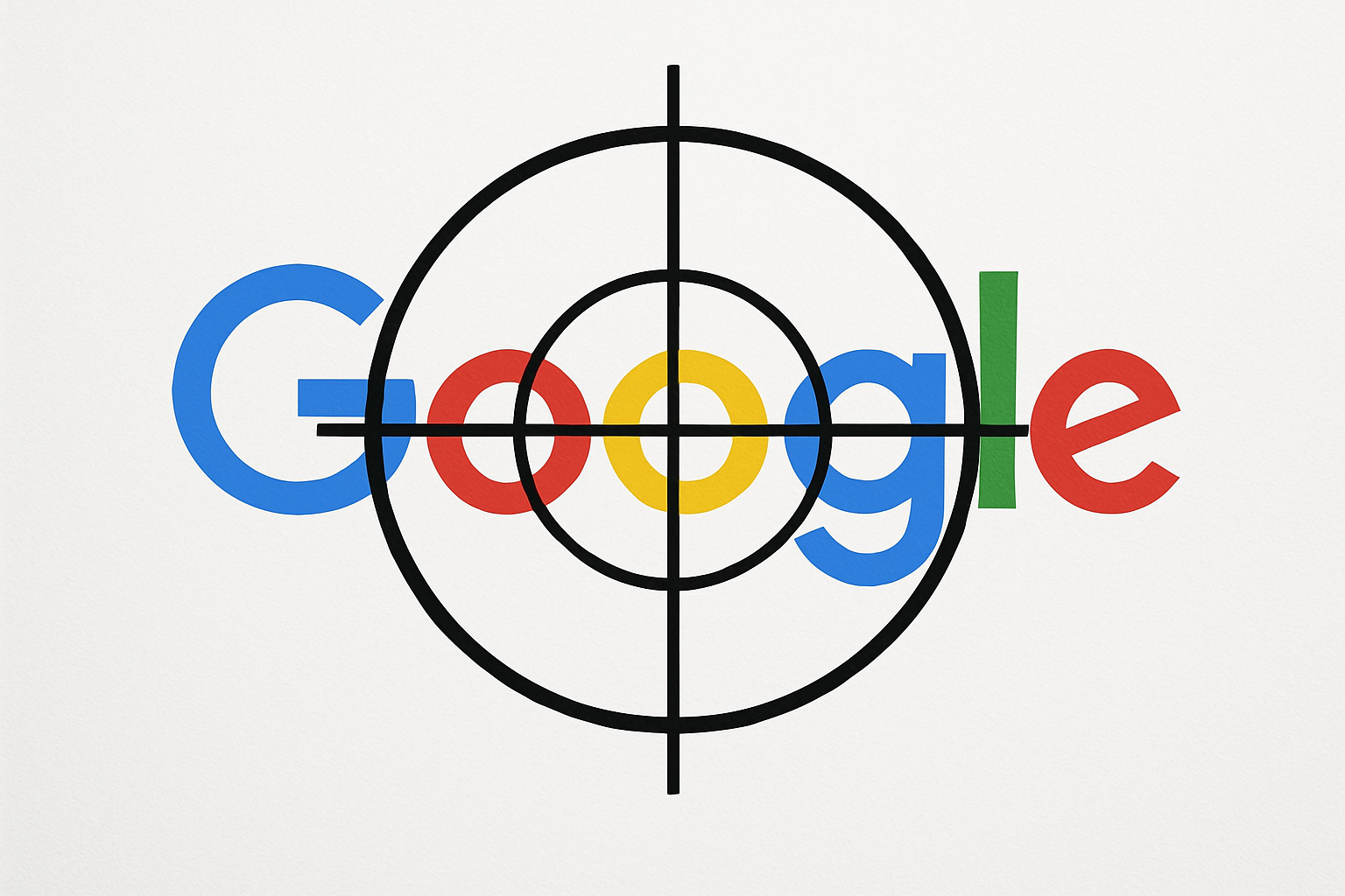 Logotipo do Google sob uma mira