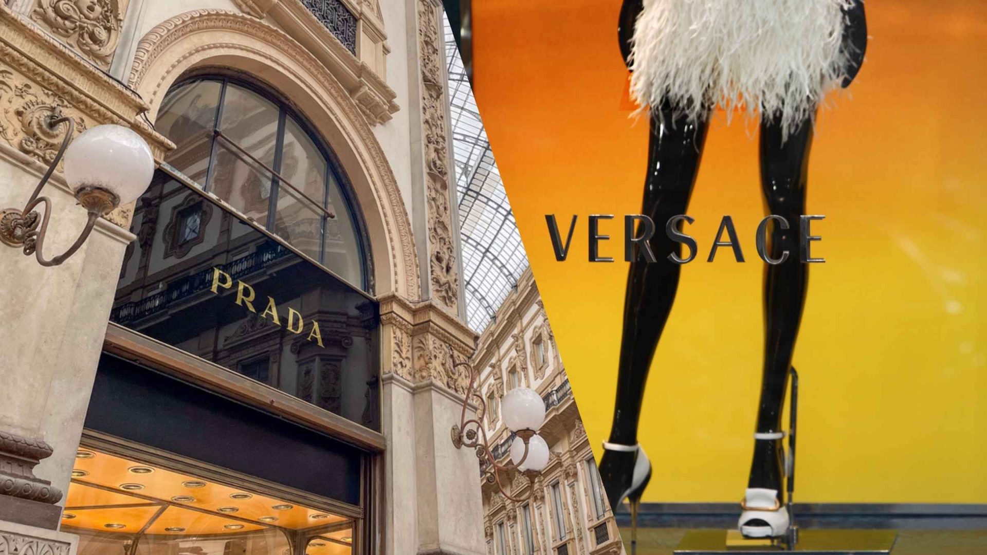 SÓ USO EDITORIAL prada versace compra luxo moda itália europa