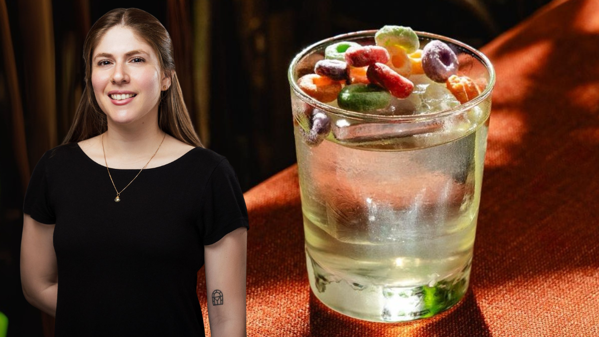 Frida Lúcia e o Fruitpalooza, um dos drinks servidos nesta quarta-feira (14) em São Paulo