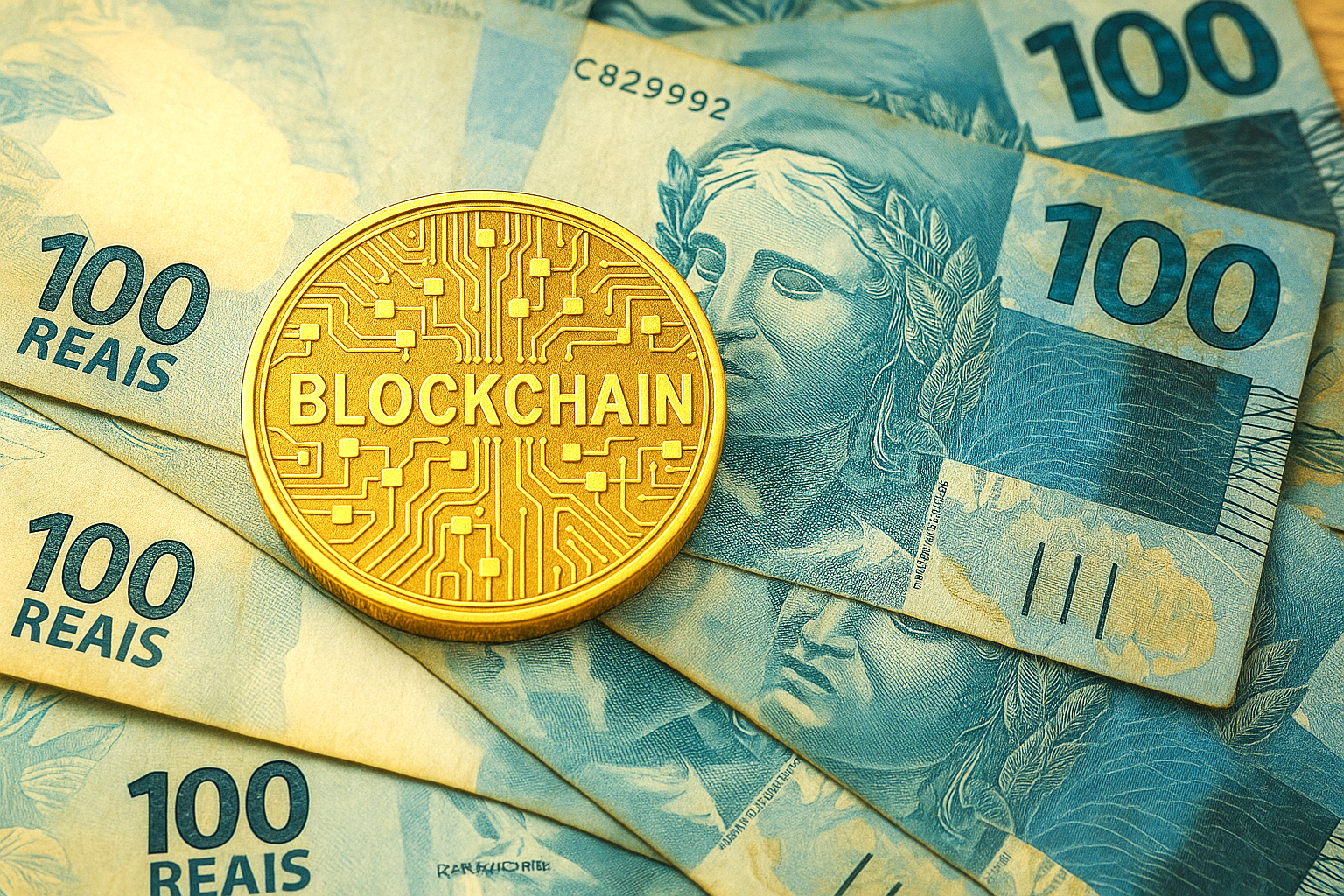 Dinheiro - reais - associado à blockchain