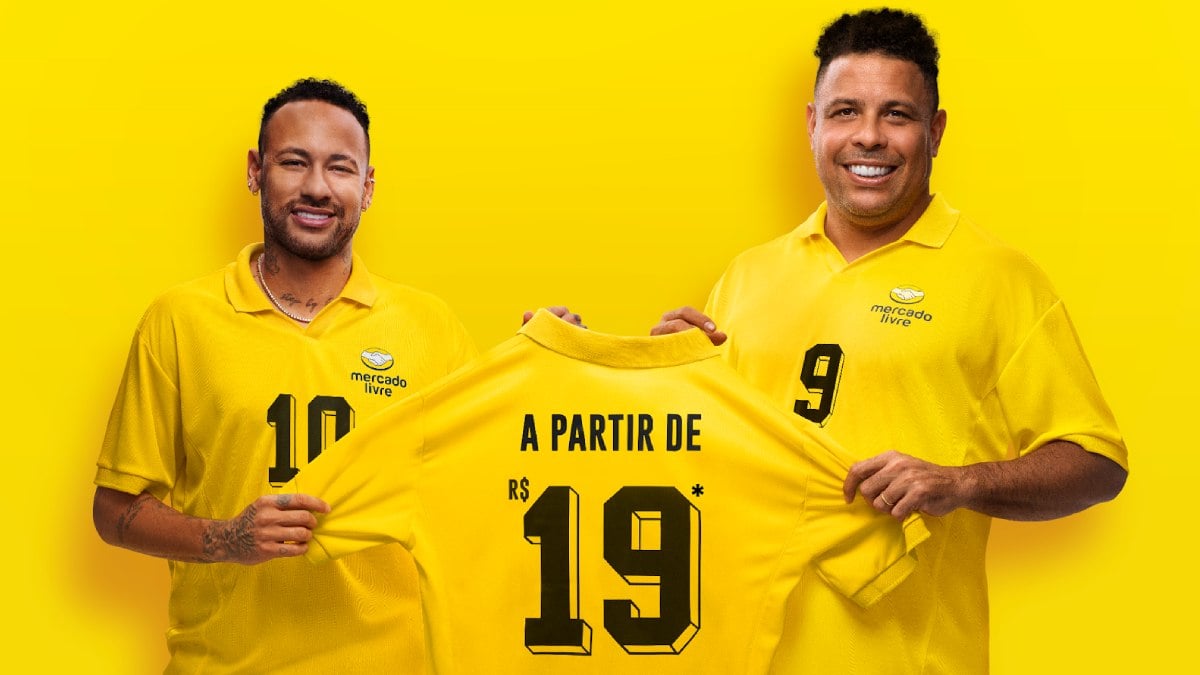 Neymar Jr. e Ronaldo 'Fenômeno' em campanha para o Mercado Livre.
