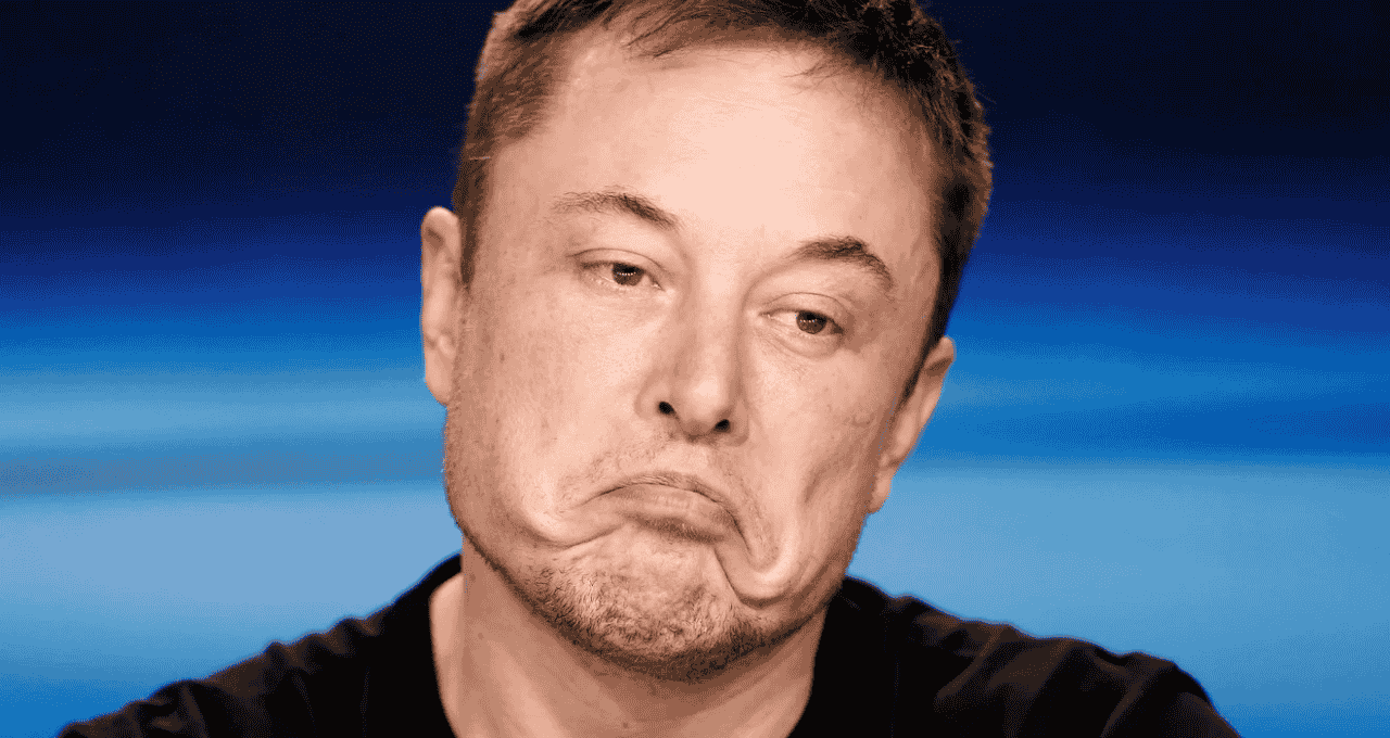 Imagem de Musk fazendo cara de triste.